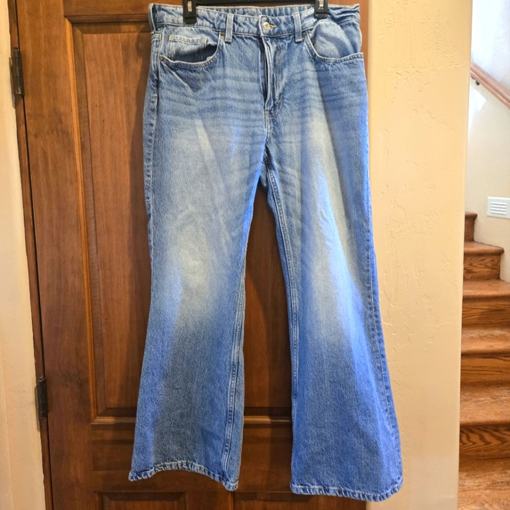 H & M Wide LEG Blue Denim Jeans